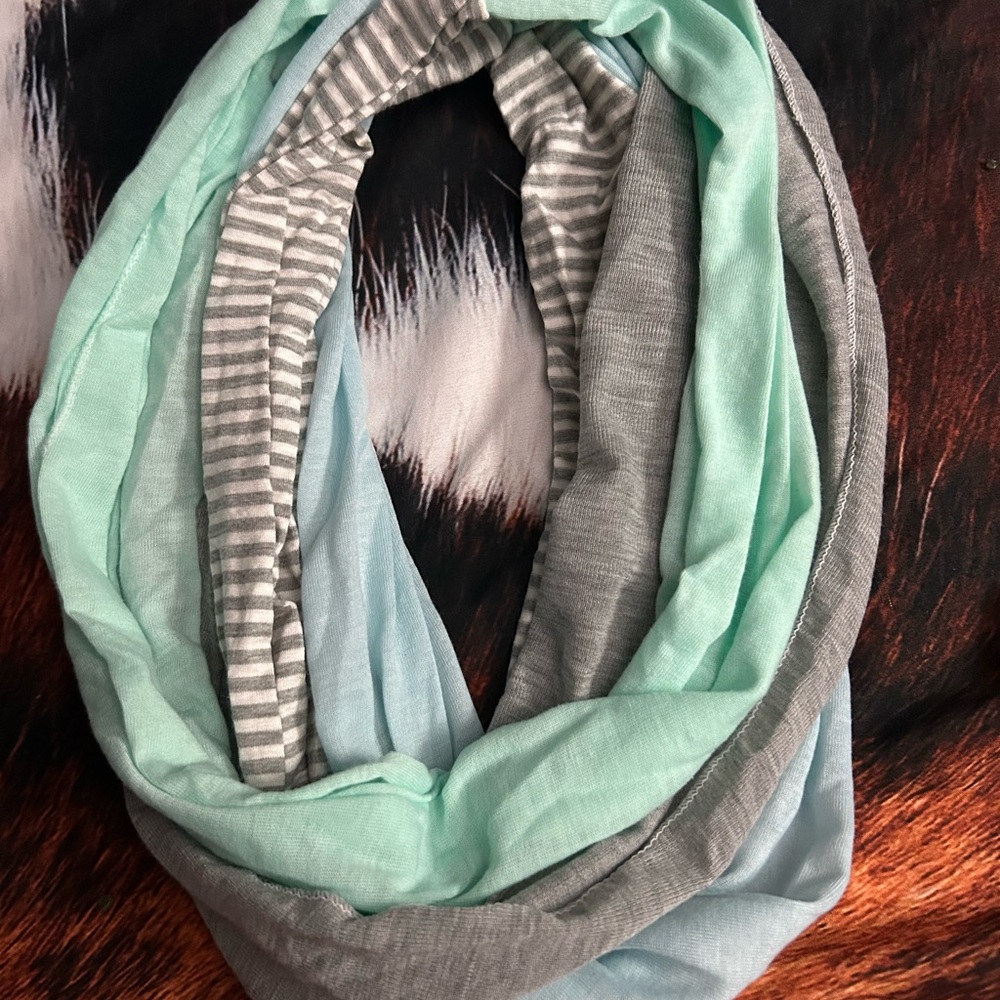 Stylish Mint and Gray Infinity Scarf